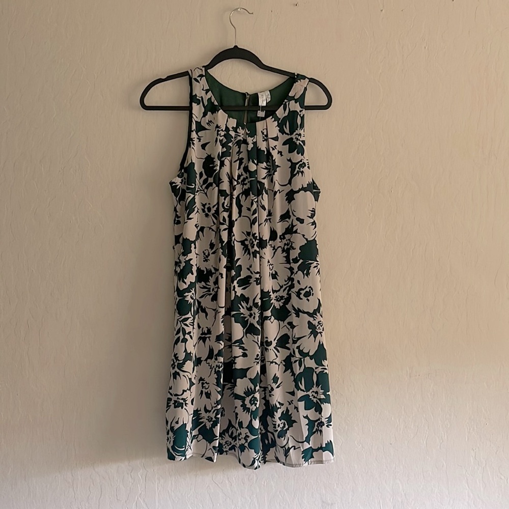 Mini Green/Tan print floral dress